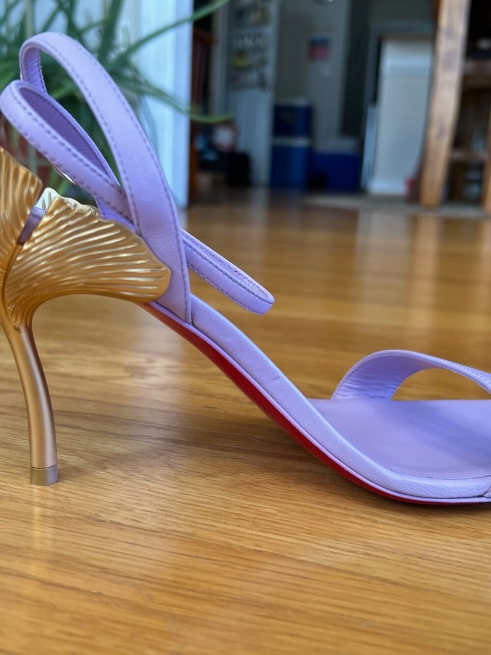 CHRISTIAN LOUBOUTIN Purple Ginko Girl 85 Leather Sandal SZ 8.5 IT 38.5 Excellent